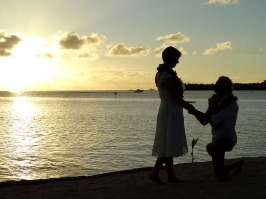 Two happy newlyweds holding hands and smiling, with a beautiful sunset in the background - A Message for Newly Wed Couple